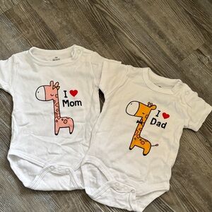 2 “I love Mom & I love Dad” onsies